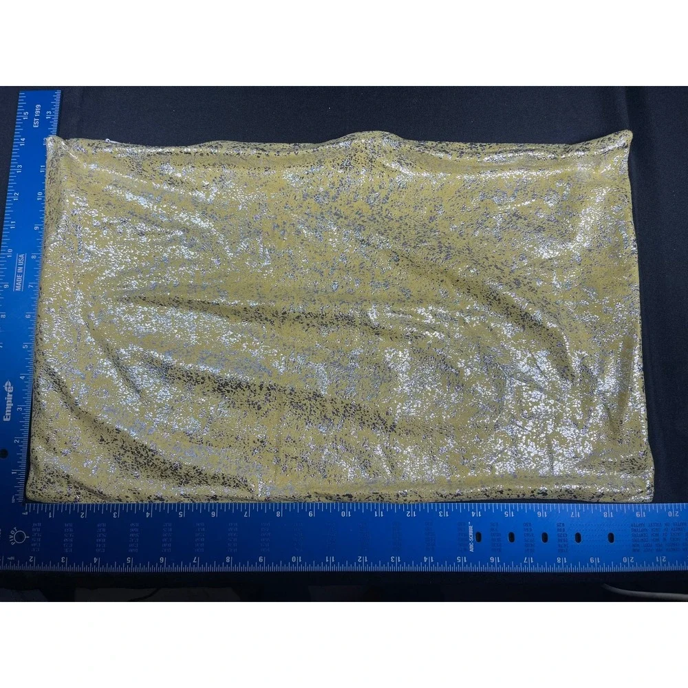 Metallic Silver Crackle Mustard Yellow Pillow Sham Cover‎ Zipper Closure 12x19.5